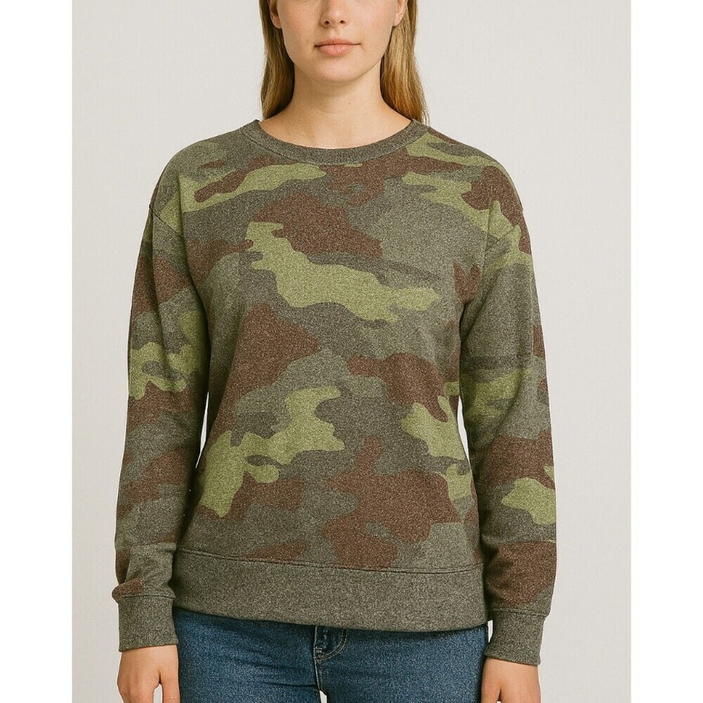 Abound sweatshirt lightweight camouflage army long sleeve SZ SM NEW crew neck